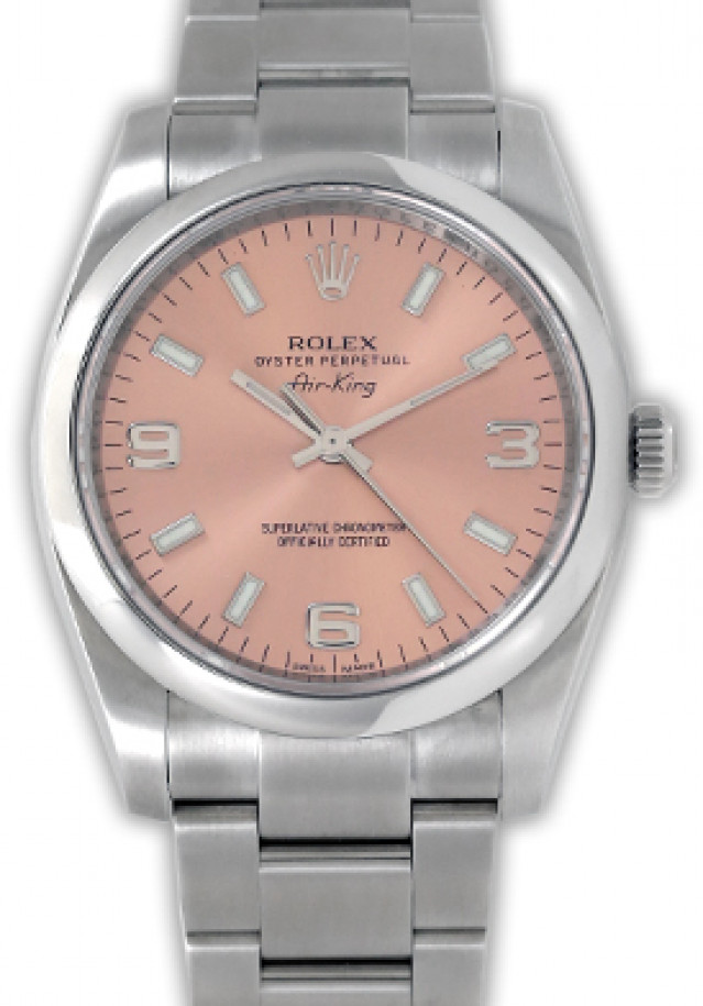 Rolex 114200 Steel on Oyster Rose with Luminous Index & Silver Arabic 3-6-9